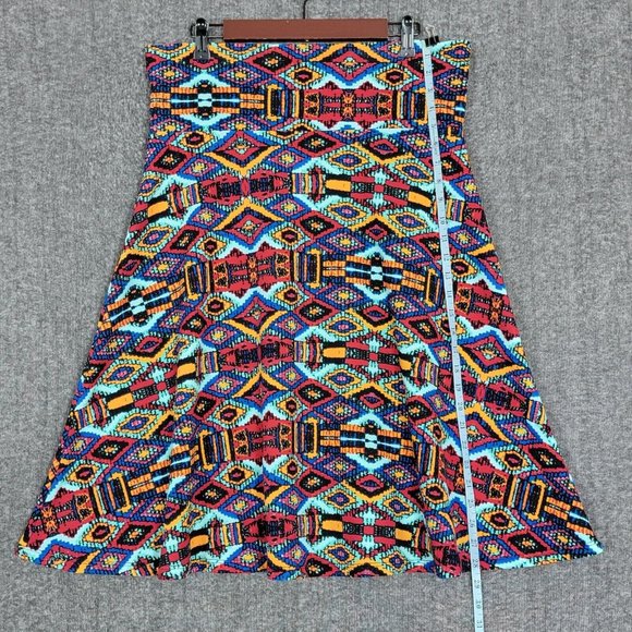 LuLaRoe Skirt Womens 2XL Multi-Color Aztec Geometric Print Below Knee Pull On - Picture 2 of 9
